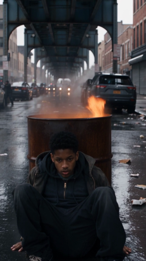 Spike behind a burning barrel